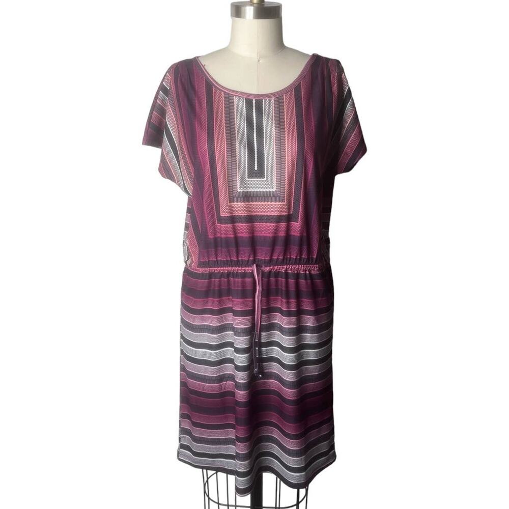 Prana Pink Lindy Striped Short Sleeve Dress Small